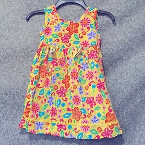Colorful yellow floral dress, kids 4T